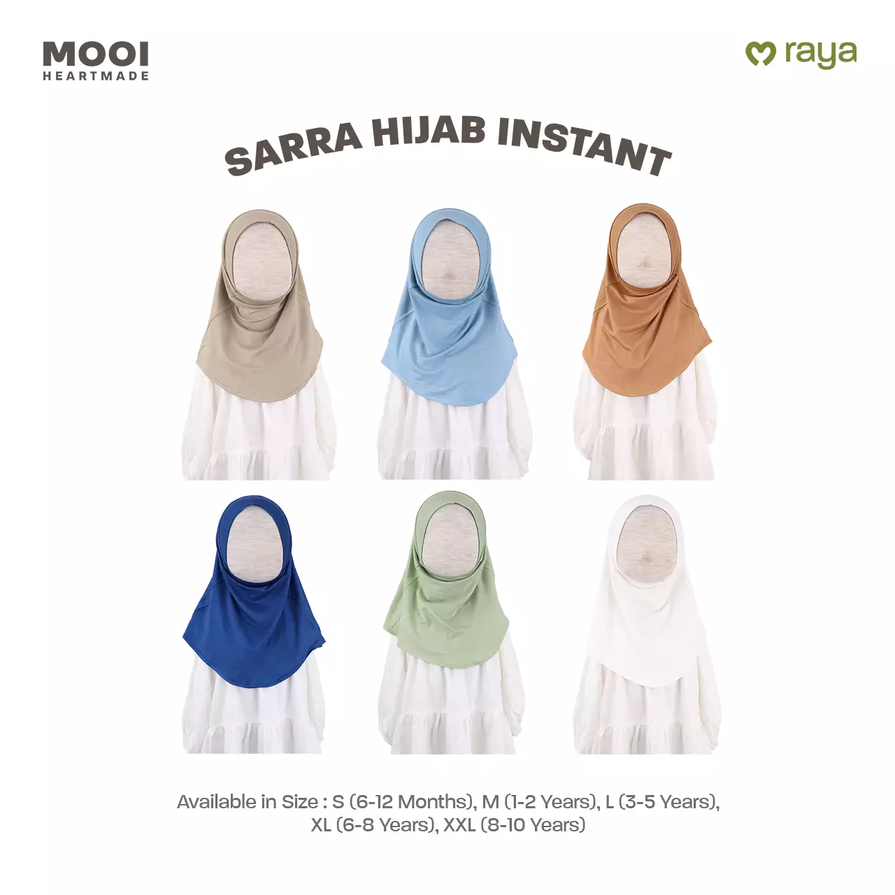 Mooi Hijab Instant Anak Jilbab Anak Perempuan Sarra Hijab - Camel Brown