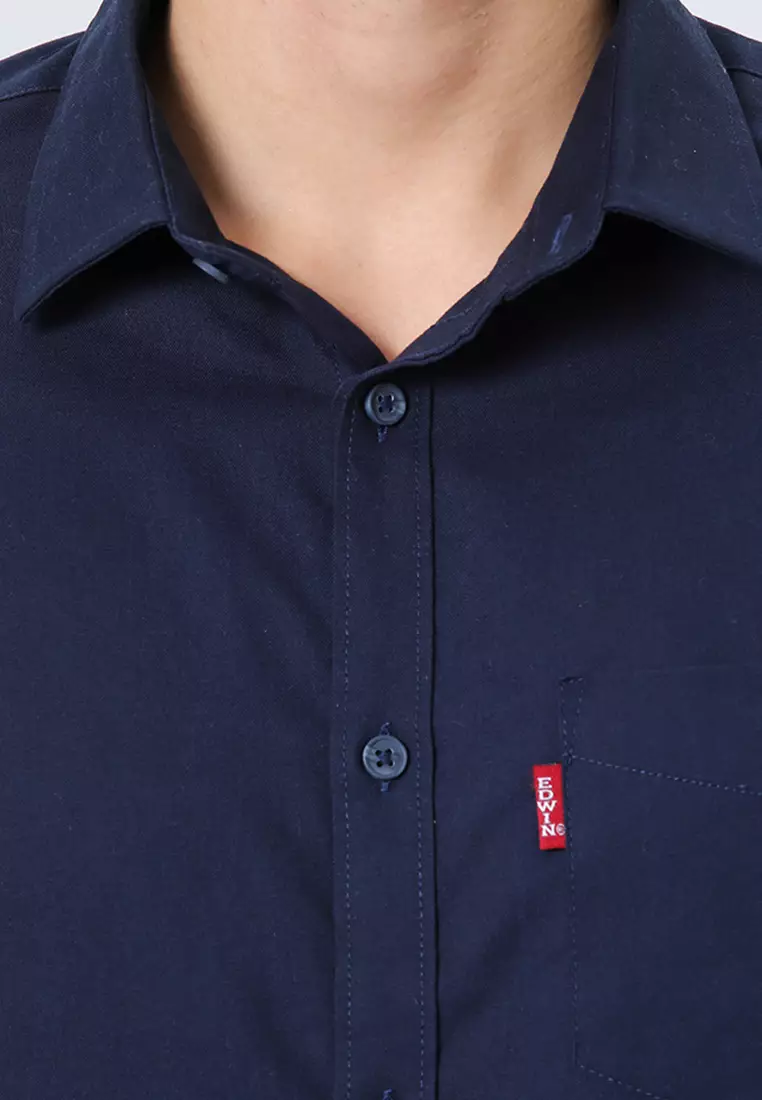 ELMO DARK NAVY Kemeja Lengan Panjang Pria - Top Man Shirt