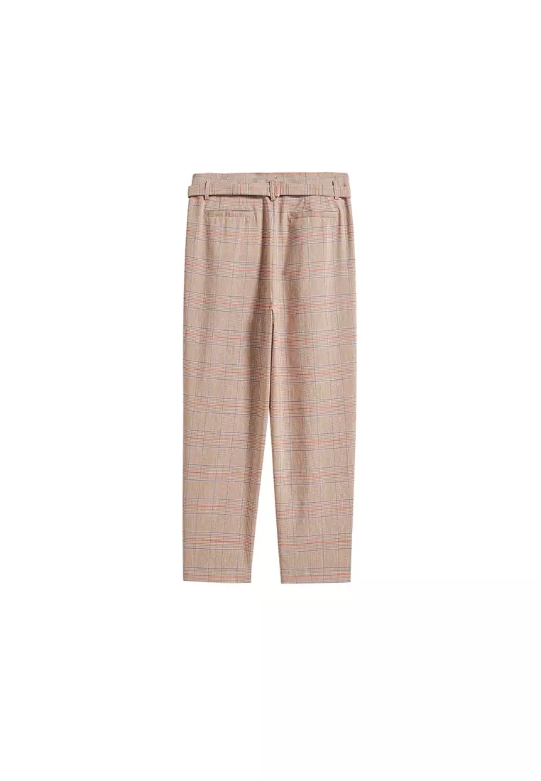 Slim Fit Checkered Capri Pants