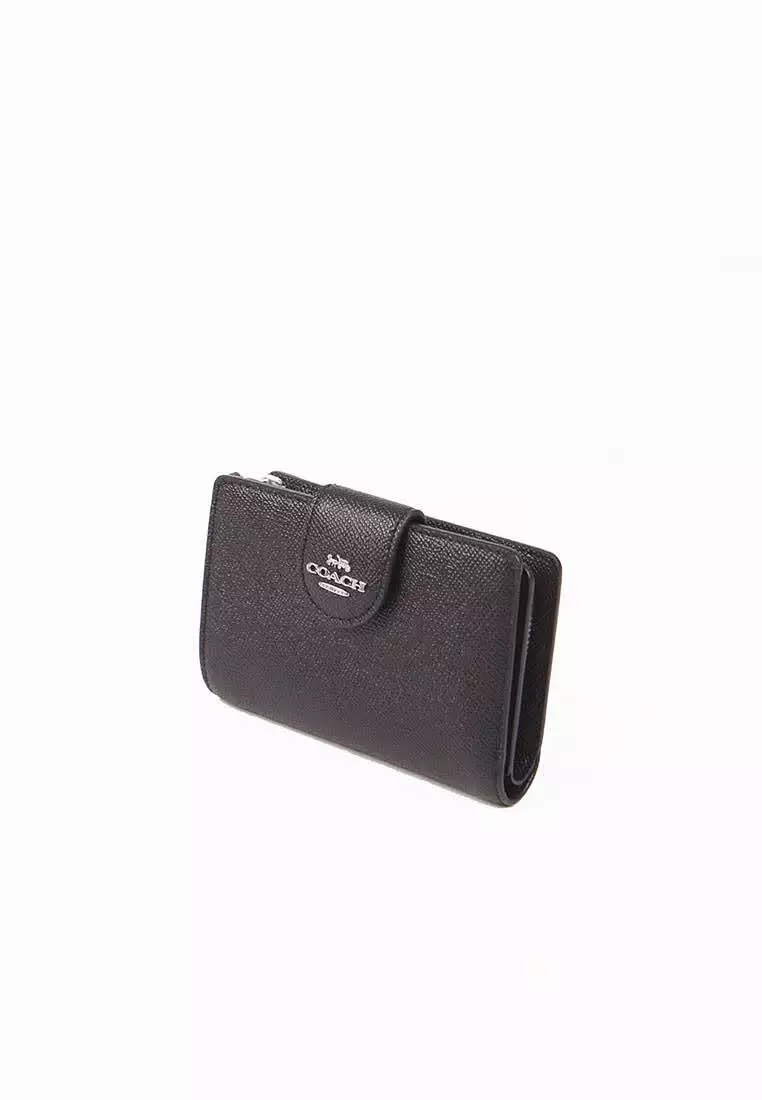 Coach Medium Corner 6390 Zip Wallet In Black