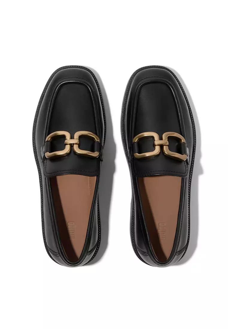 Buy FitFlop F-LUMA Women's Square-Chain Leather Demi-Wedge Loafers