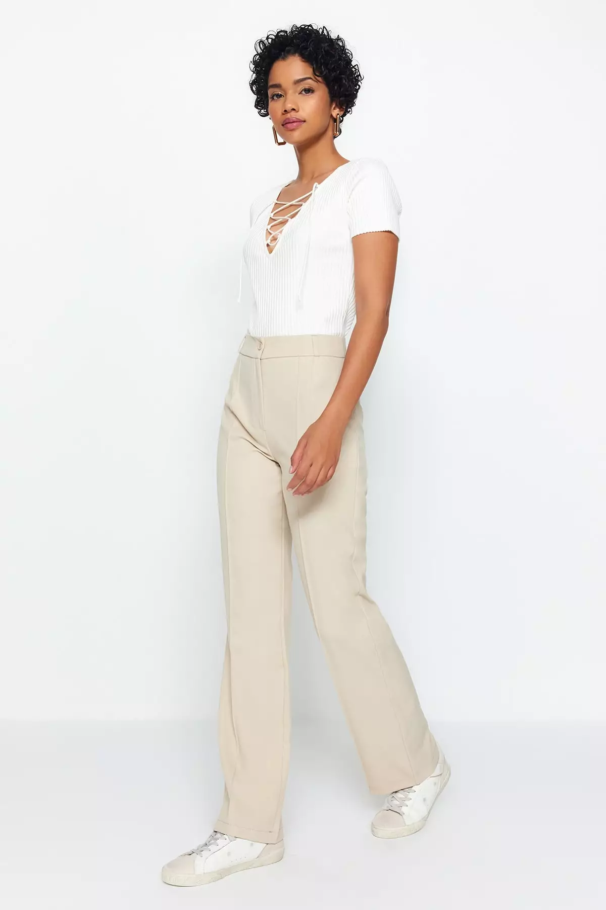 High Waist Straight Cut Trousers