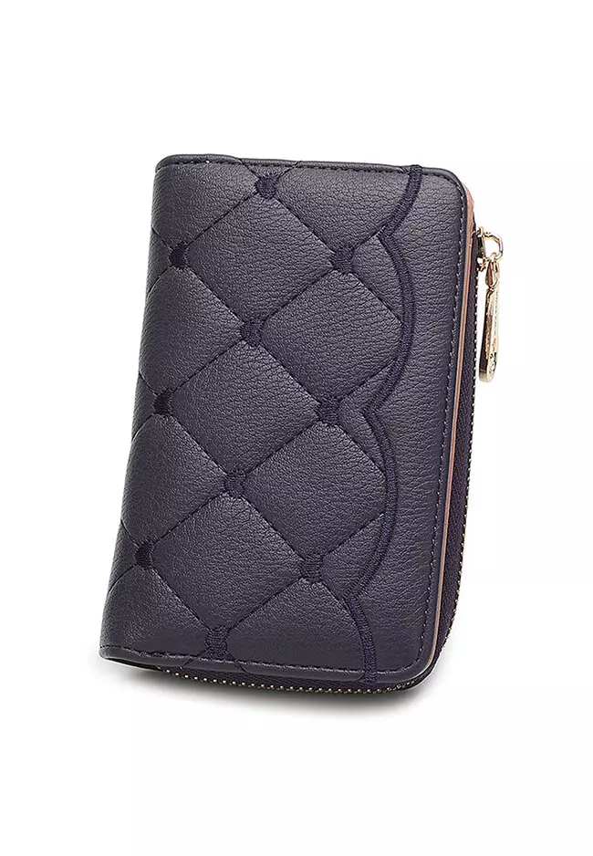 Women's Quilted Short Purse / Wallet - Purple