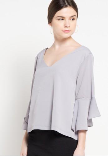 Ruffle Bell Sleeves Blouse