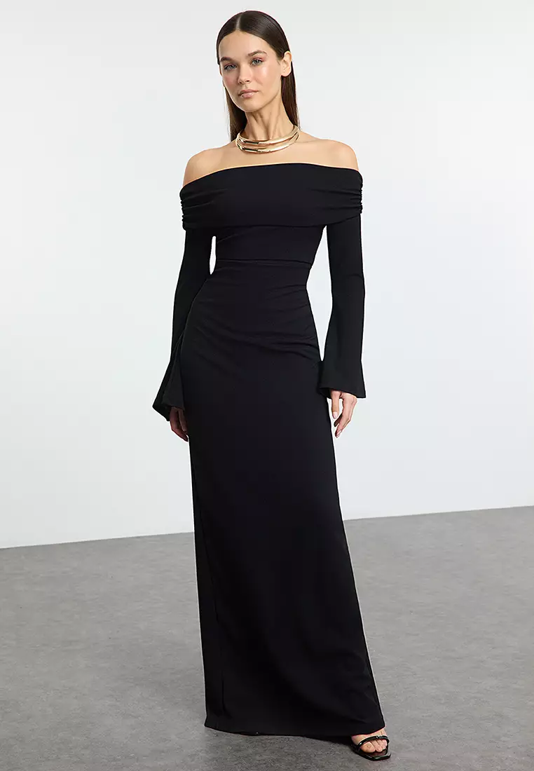 Trendyol Carmen Neckline Long Stylish Evening Dress
