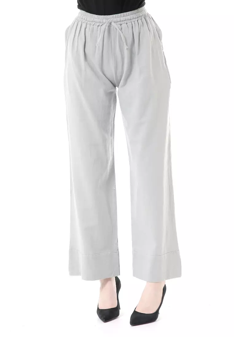 Farah Cullote Pants Design Simple Casual Relaxed Fit - Light Grey