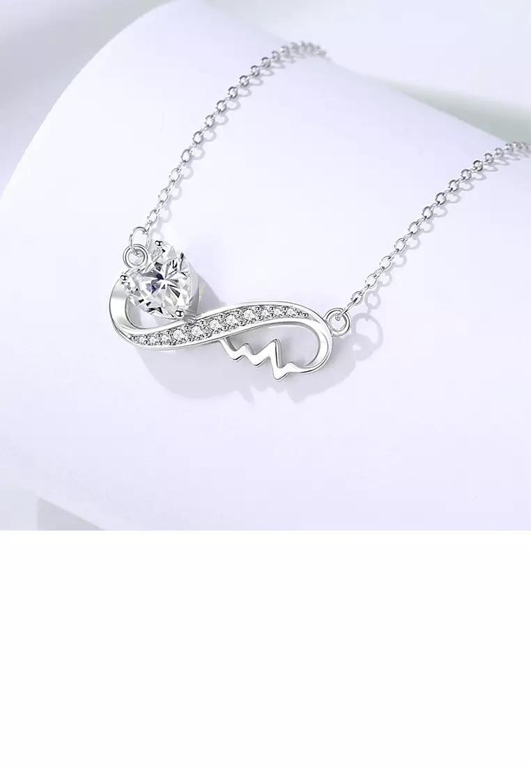 925 Sterling Silver Birthstone Necklace for Women,Infinity Heart
