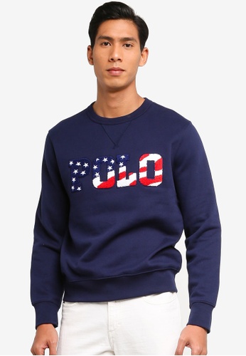 Navy blue polo crewneck clearance