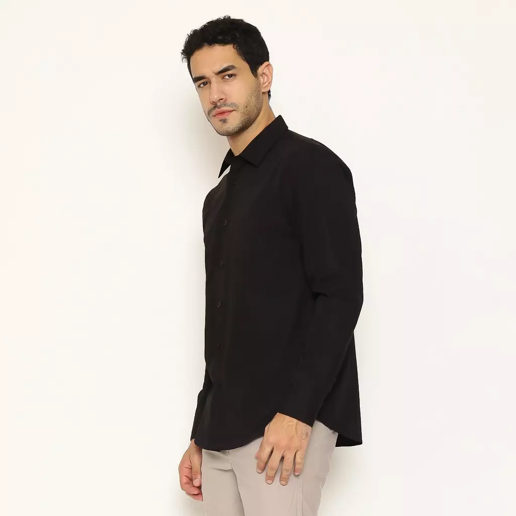 AMK Kemeja Basic Pria Lengan Panjang SHS GINJIRO L/S Black