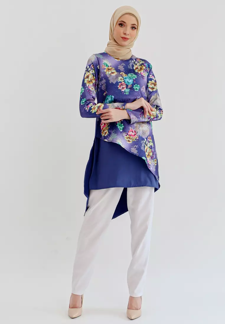 Clea Assymetrical Tunic In Navy