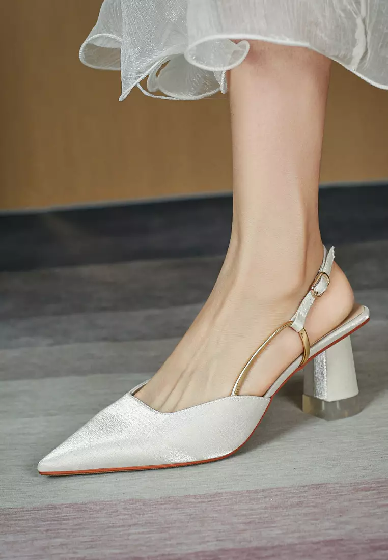 Satin Fabric Slingback High Heel 1669-3