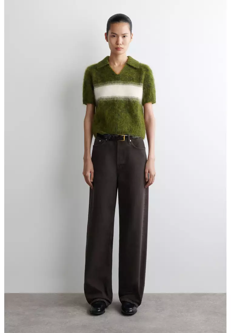 STRIPED MOHAIR-BLEND POLO JUMPER