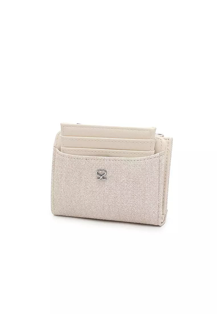 Women's 2 in 1 Purse/Wallet With Coin Compartment (Dompet Wanita 2 in 1 dengan Kompartmen Koin) - Putih