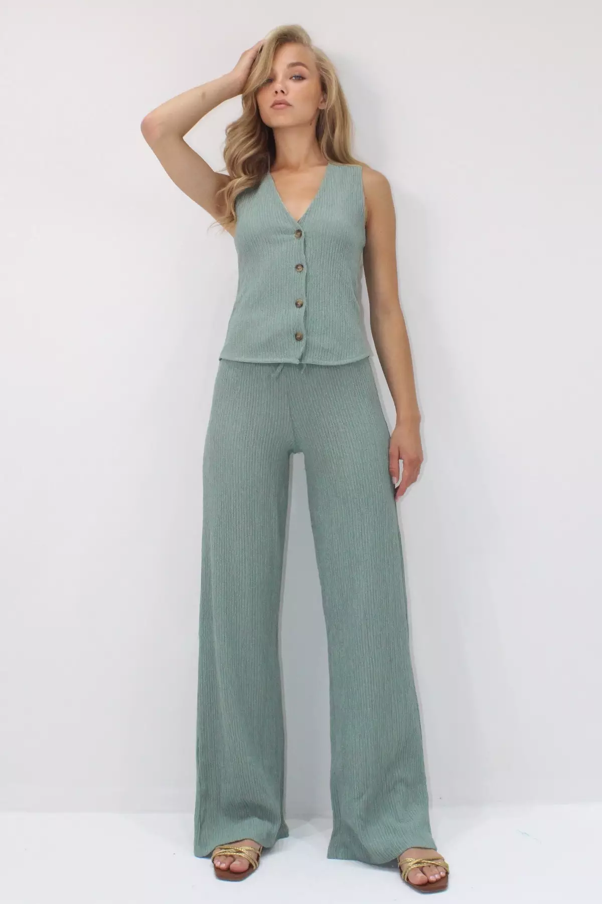 Buttoned Vest & Pants Set