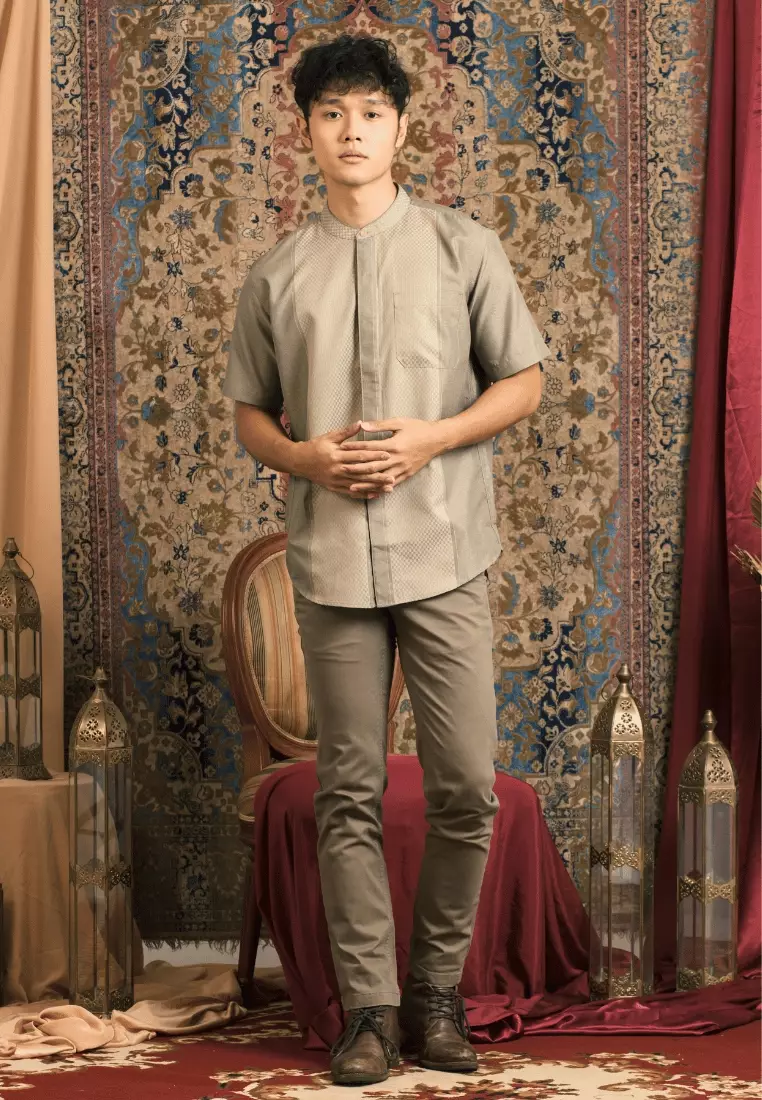 RBJ Kemeja Koko Border Olive Regular Fit Pria