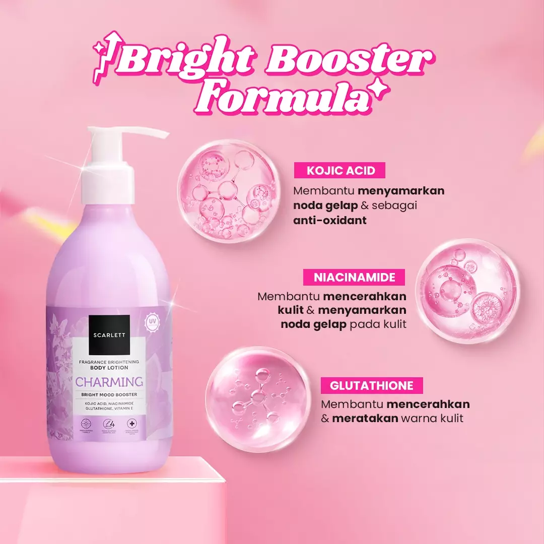 Scarlett Whitening New! Fragrance Brightening Body Lotion Bright Mood Booster (Charming)