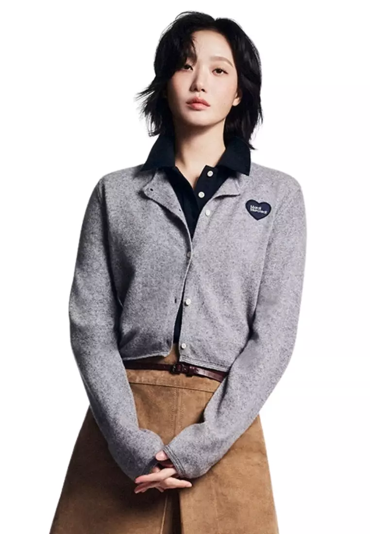 カーディガン RACCOON BLENDED CROPPED CARDIGAN HEART LOGO レディース Raccoon Blended Cropped Cardigan Heart Logo – FRUITION