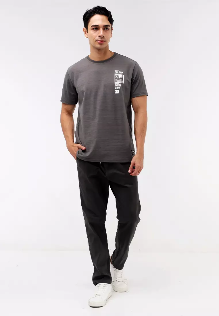 Round Neck Streaky Short Sleeves T-Shirt