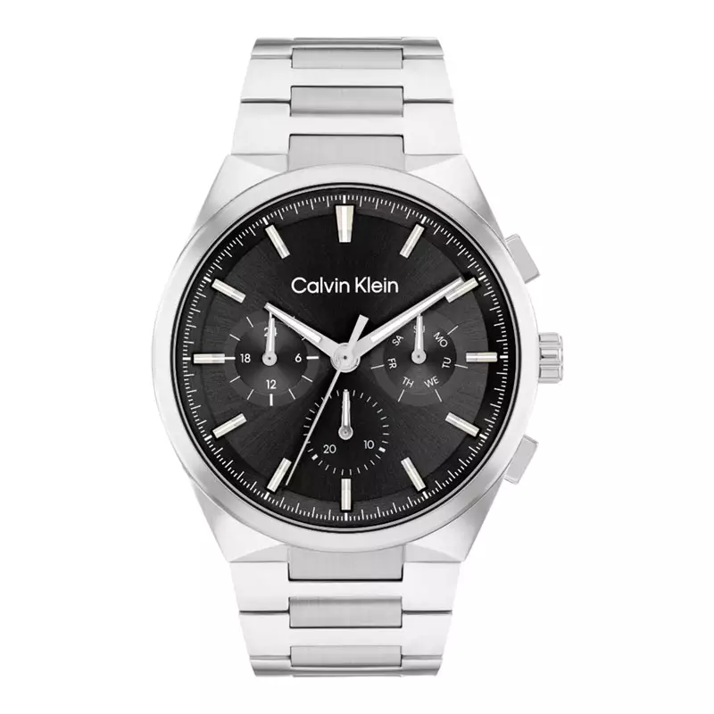 Jam Tangan Pria Calvin Klein Distinguish 25200459 Men Black Dial Stainless Steel Strap