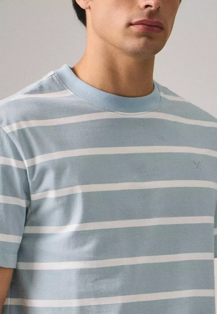 Regular Fit Basic Stripe T-Shirt In Heavy Jersey