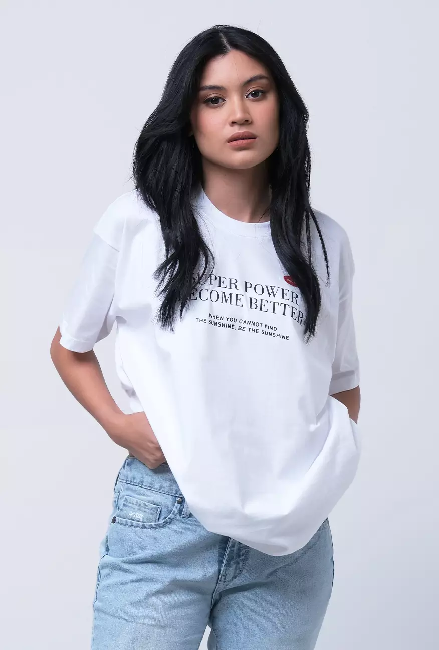 Kaos Wanita Oversize Xyla Offwhite