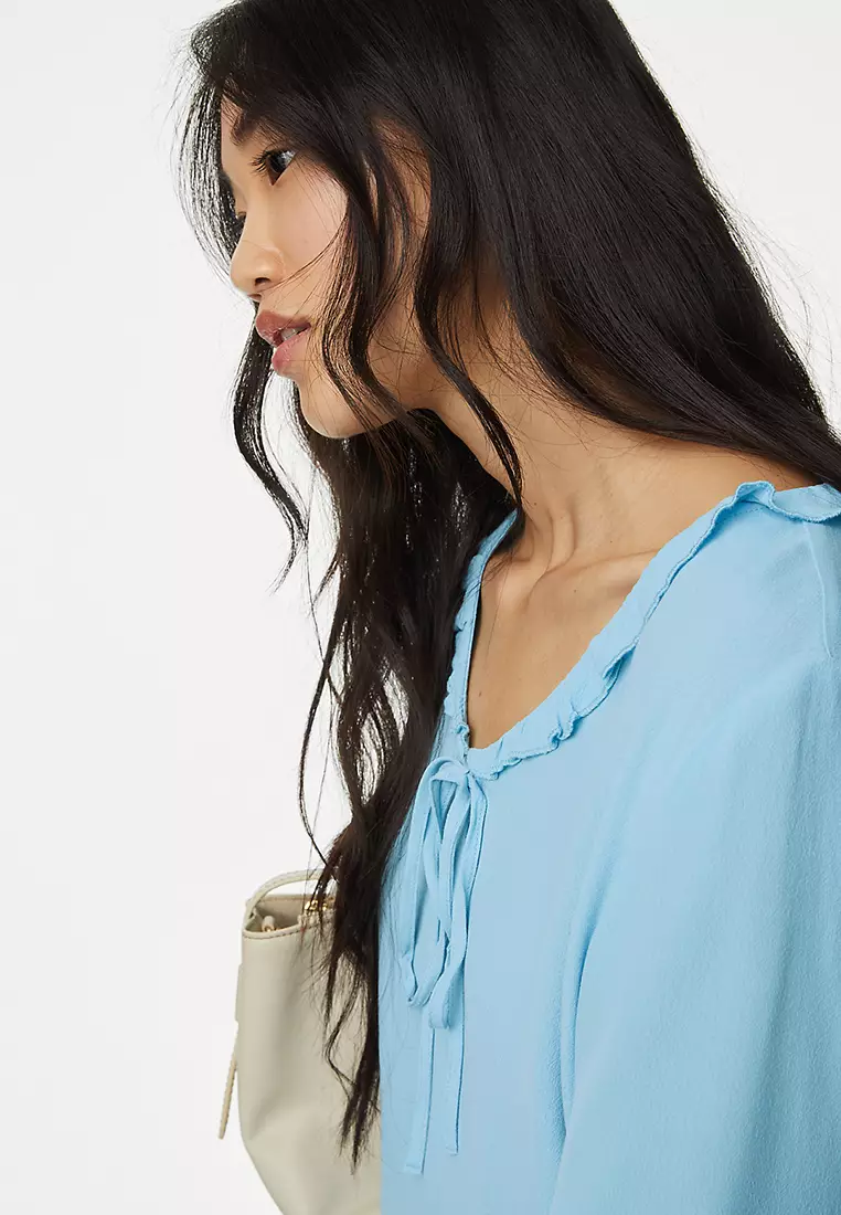 V-Neck Frill Detail Blouse