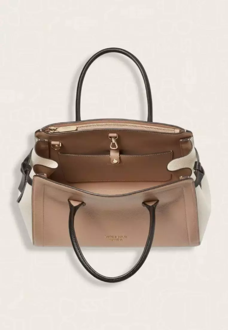 Kate Spade Knott Colorblocked Large Satchel Kraft Paper Multi