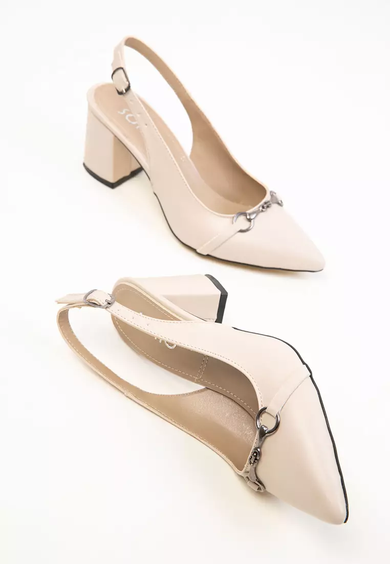 Beige Women's Classic Heeled Shoes 20368