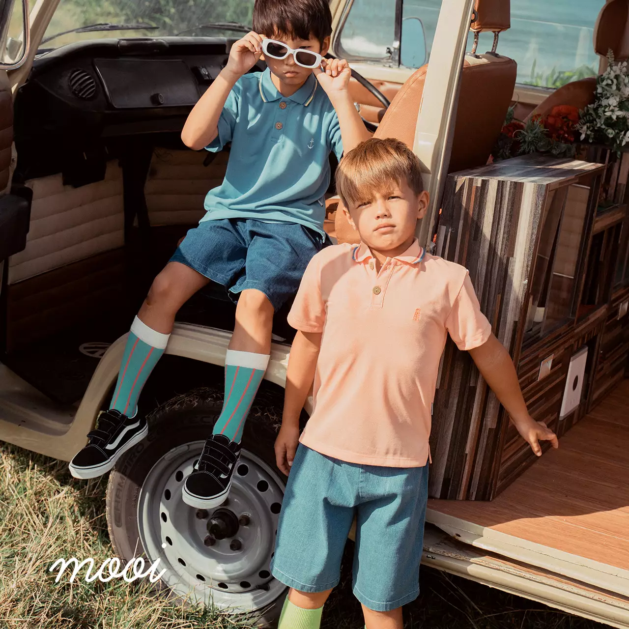 Mooi Celana Jeans Anak Evan Denim Short - Medium Blue