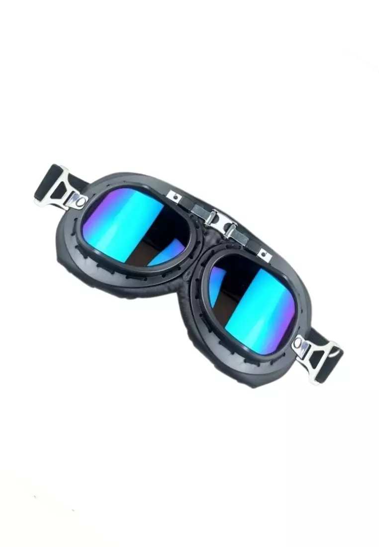 Haqy Kacamata Goggles Unisex Classic Vintage UV Protection Ski Ice Skating Material Plastic Spons ORIGINAL - Blue