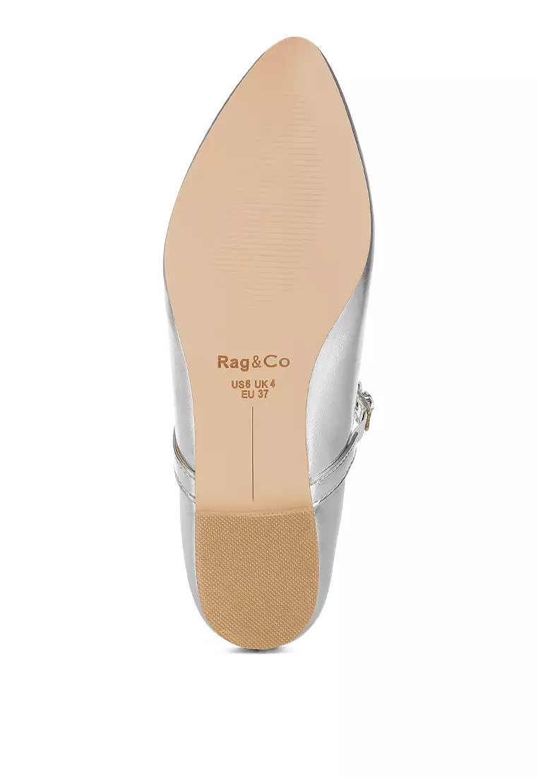 Metallic Mary Jane Ballerinas in Silver