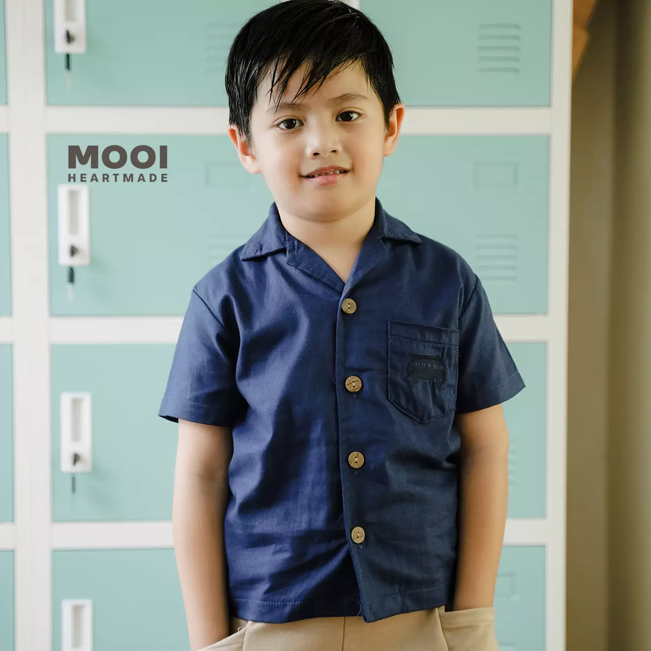 Mooi Kemeja Anak Laki-laki Arka Pocket Shirt - Grey