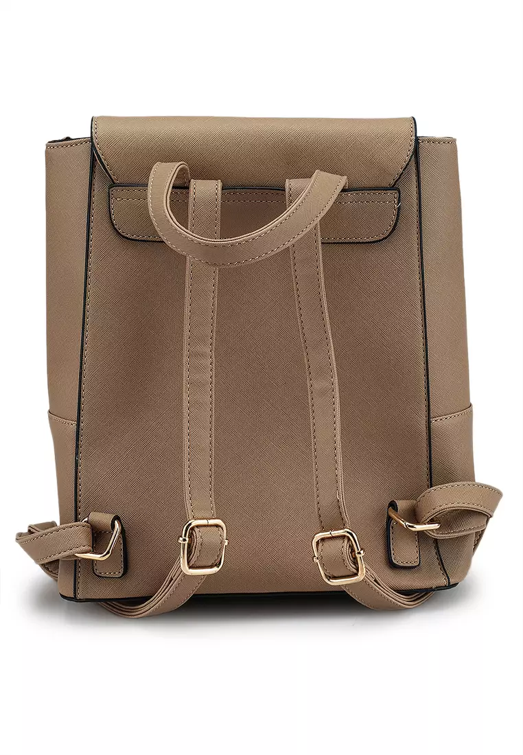 Saffiano Backpack With Flap Over