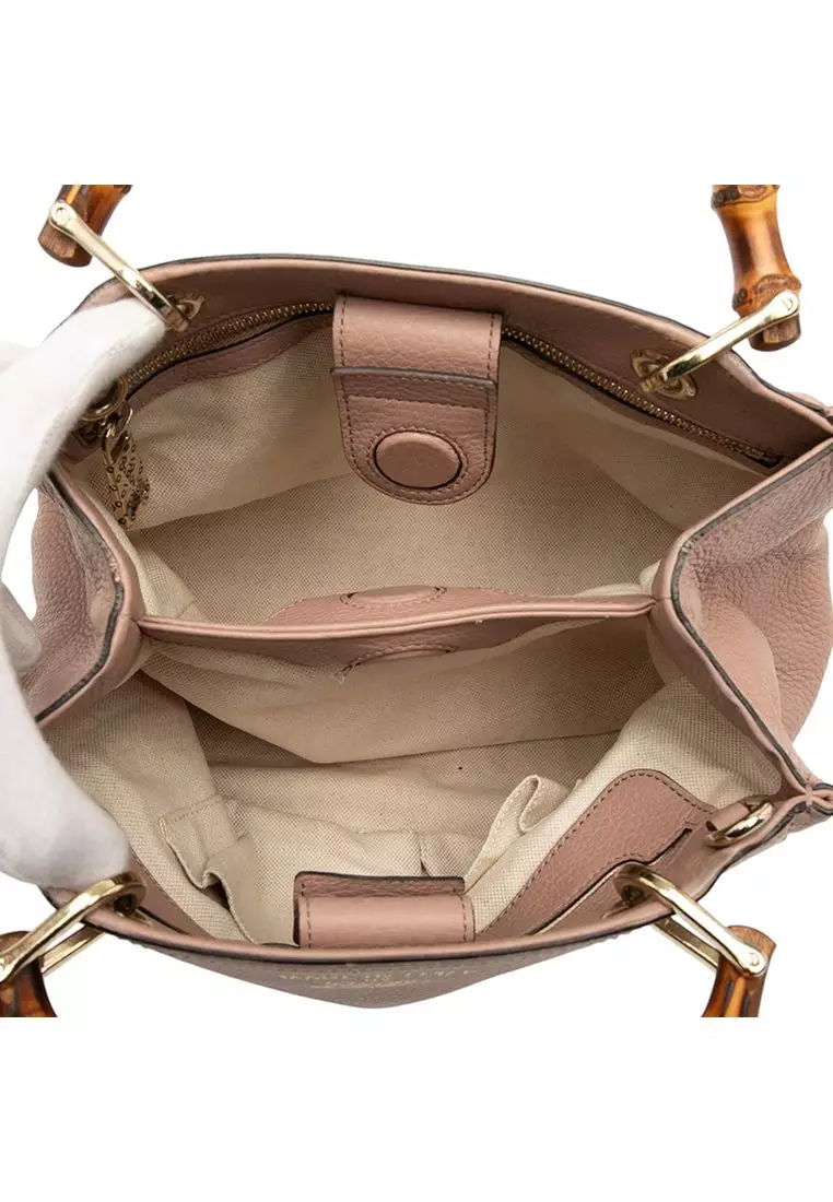 Pre-Loved Gucci Small Calfskin Bamboo Shopper Satchel