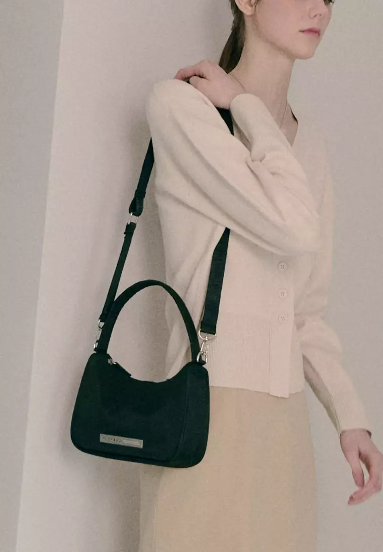 CELINA Nylon Crossbody Bag Black