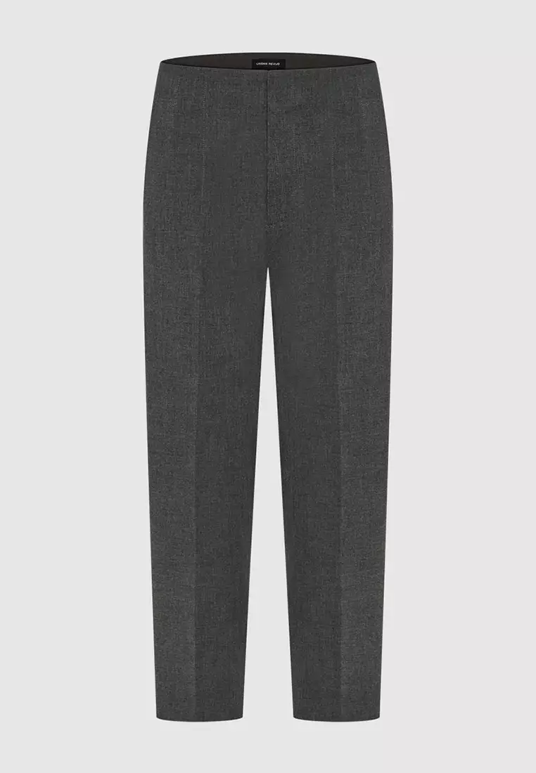 UR秋季新款女装简约气质通勤纯色绗缝线直筒裤UWM640007