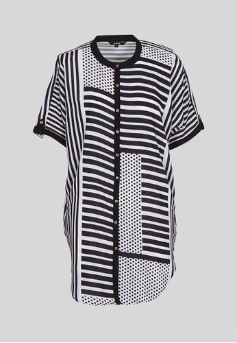 Le Reve black and white Le Reve Black & White Button Striped Shirt 03470AADC5F27AGS_1