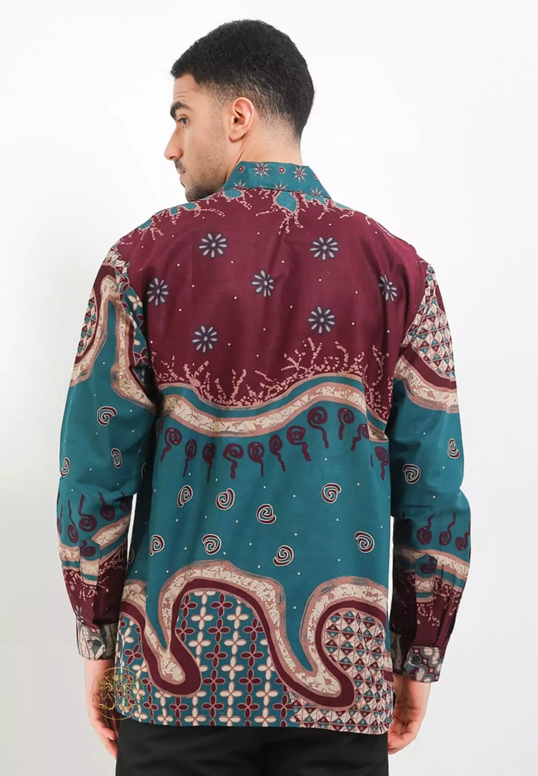 Daguis Burgundy Kemeja Batik Pria Premium Lengan Panjang NLN
