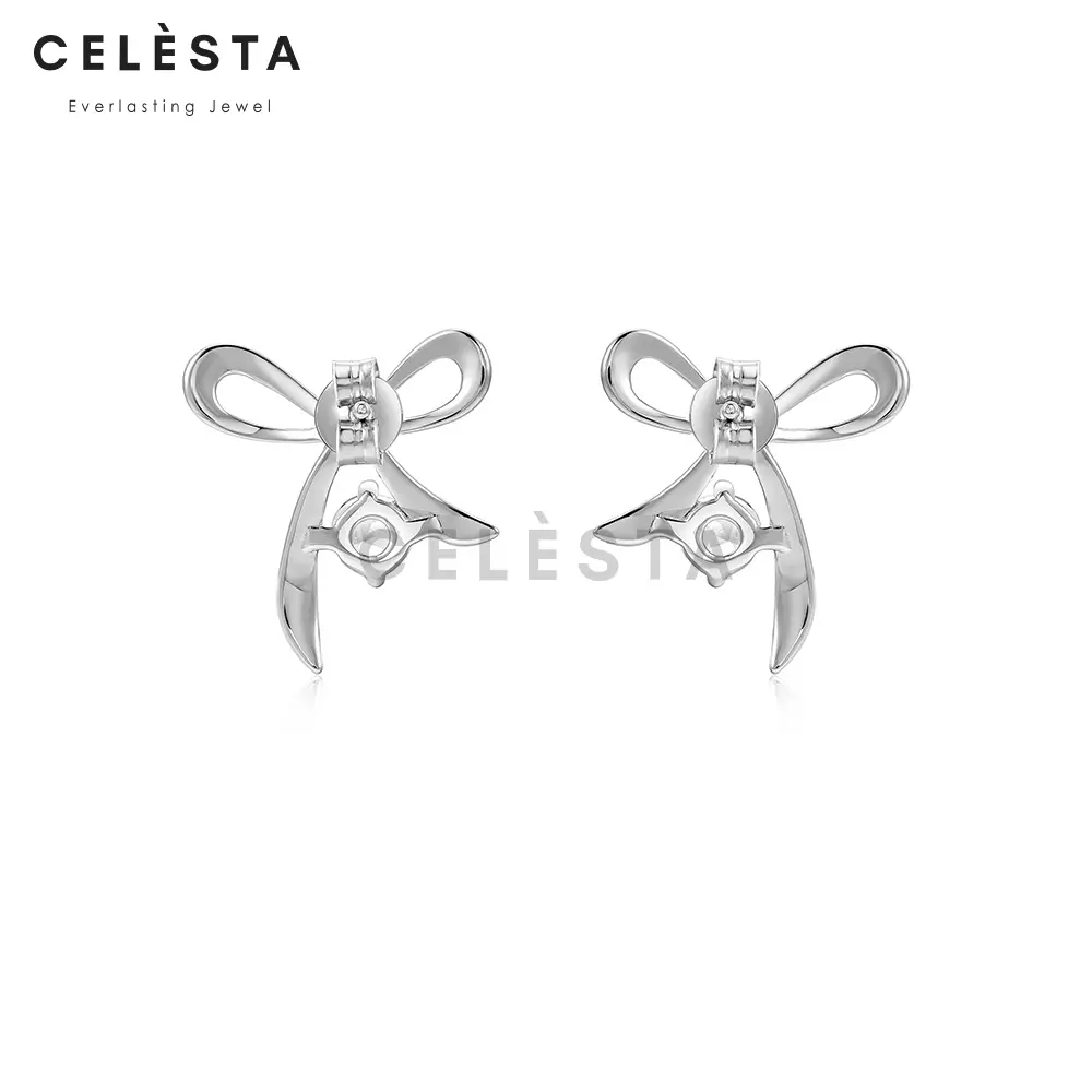 Berlian Moissanite Le Ribbon Earring [GRA CERTIFICATE MOISSANITE DIAMOND] - Anting 0.3ct Moissanite Diamond with 925 Silver Celesta Moissanite