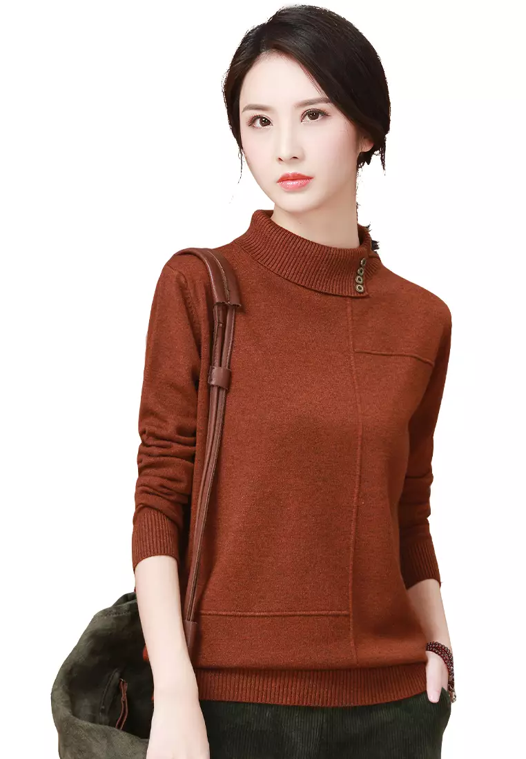 Lapel hot sale turtleneck sweater