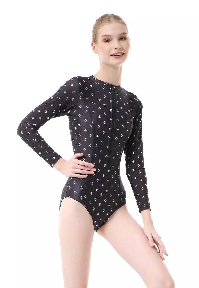 Feruza Baju Renang Wanita Rashguard Long Sleeve Desain Stylish - Black