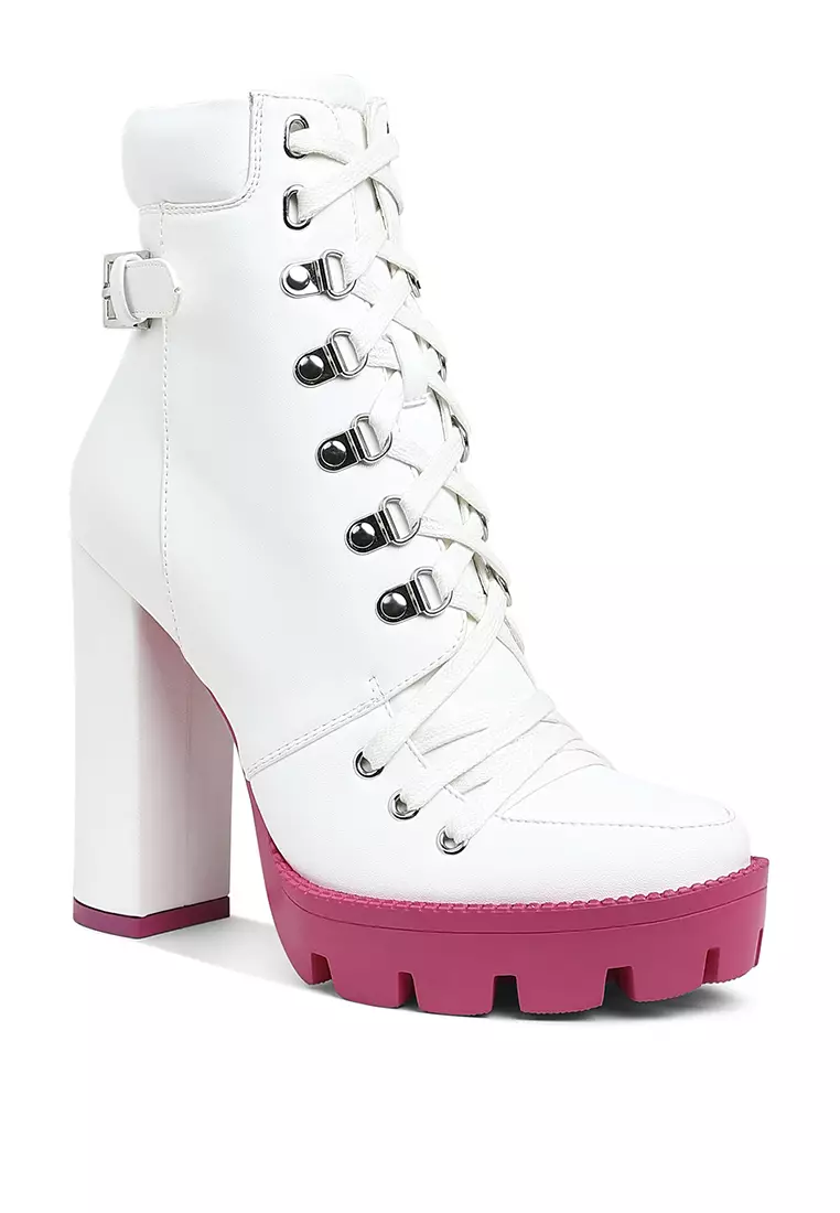 Cushion Collared White Biker Boot
