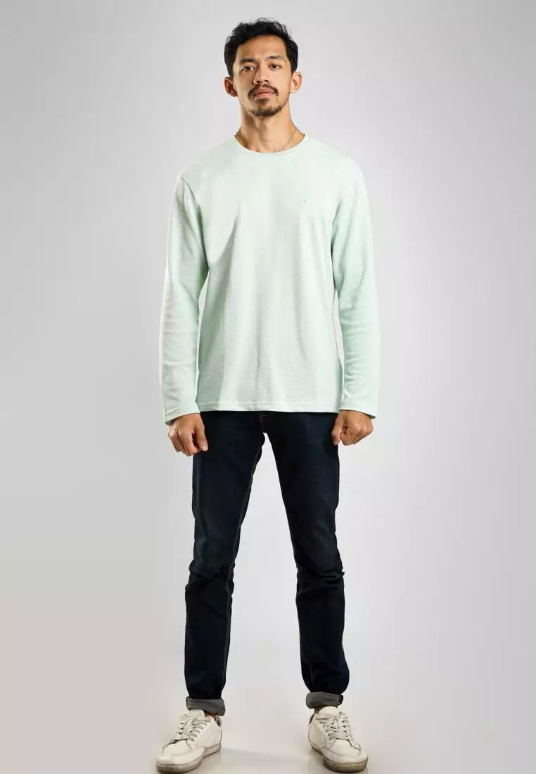 MATSUDA Kaos Lengan Panjang 20S Texture Popcorn Katun Nagato