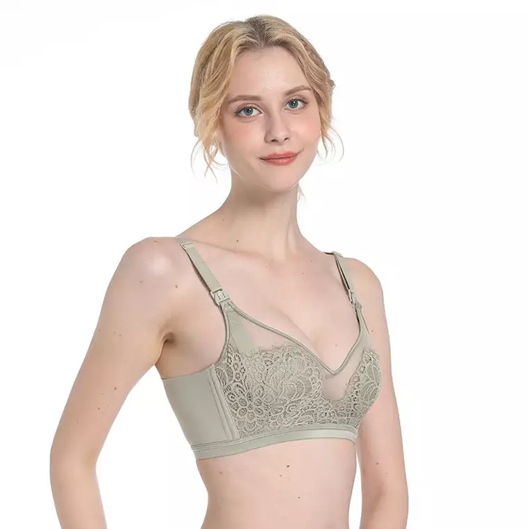 Bra Menyusui & Hamil | MOOIMOM Nude Lace Maternity & Nursing Bra - Green