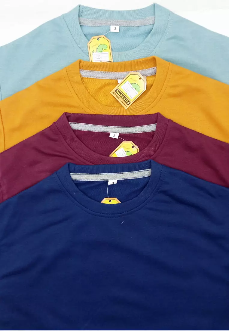 Wakakids Baju Anak Unisex Atasan Kaos Oversize Lengan Pendek Tshirt Polos Basic Tee 4367 Vench Mustard