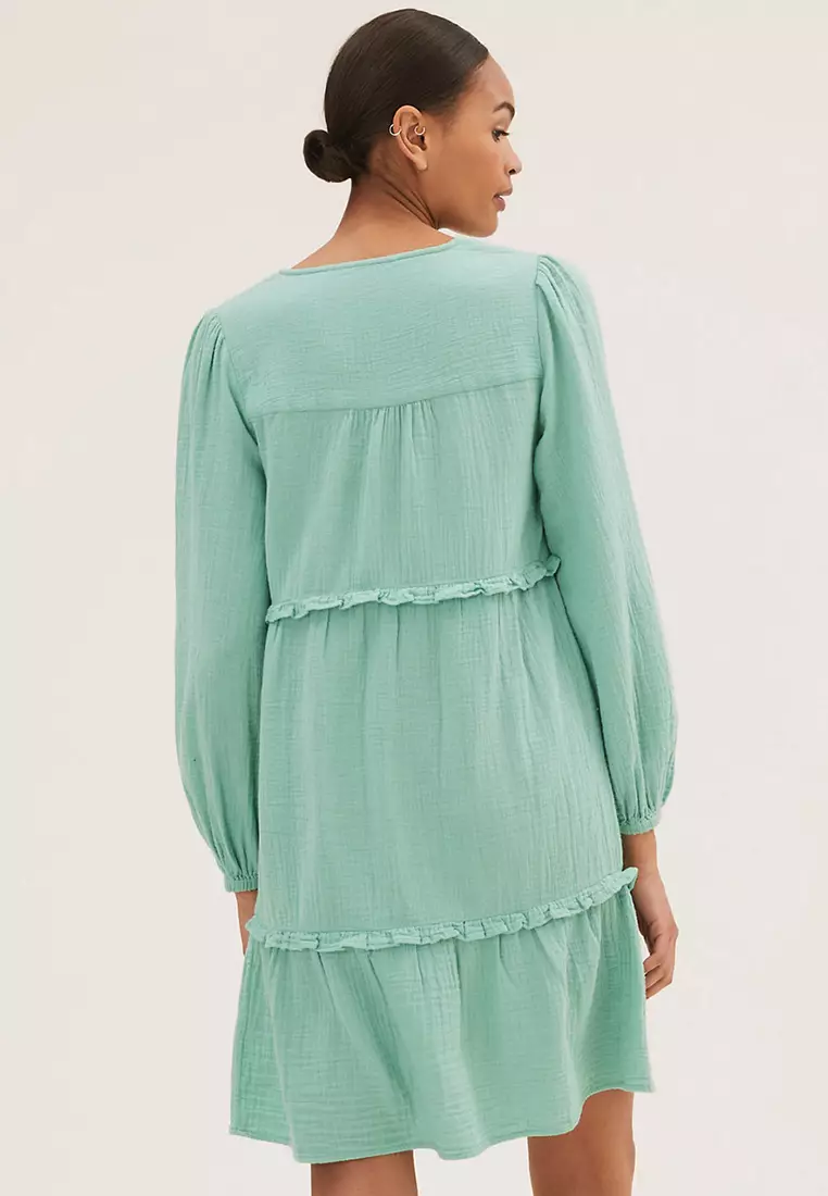 Pure Cotton Ruffle Mini Tiered Dress