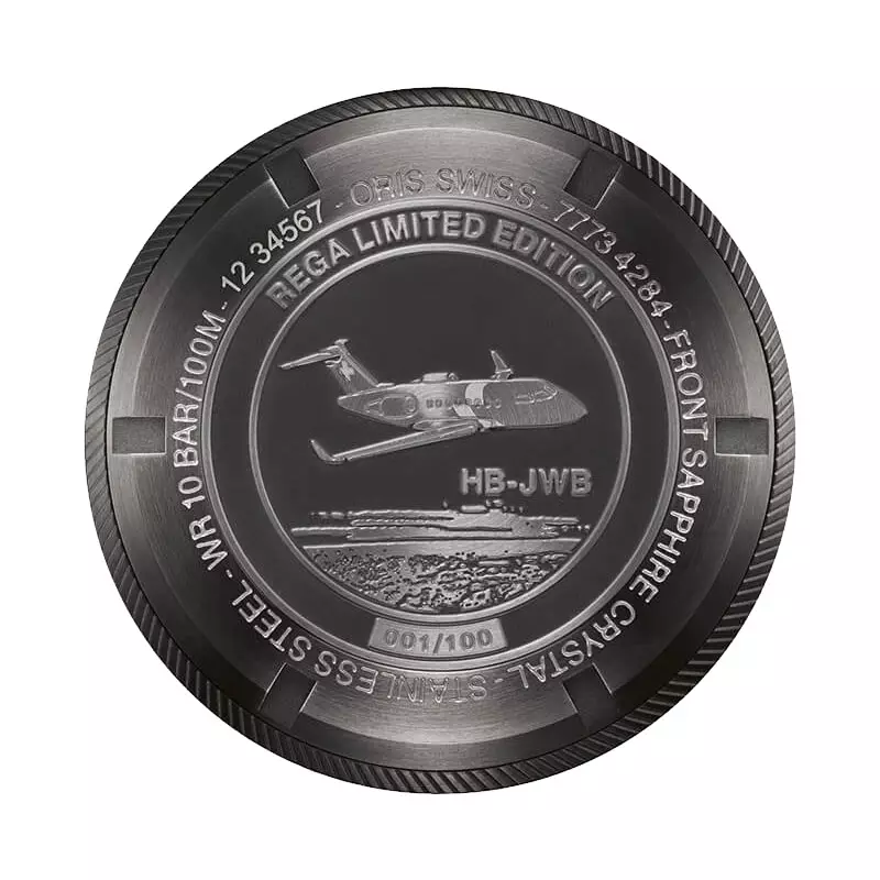 Jam Tangan Pria Oris Pro Pilot 01-798-7773-4284-HB-JWB-Set Rega Fleet GMT Black Leather Strap Limited Edition