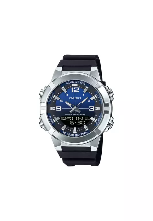 AMW-870A-2AV Men Analog-Digital Watch Black Resin Strap