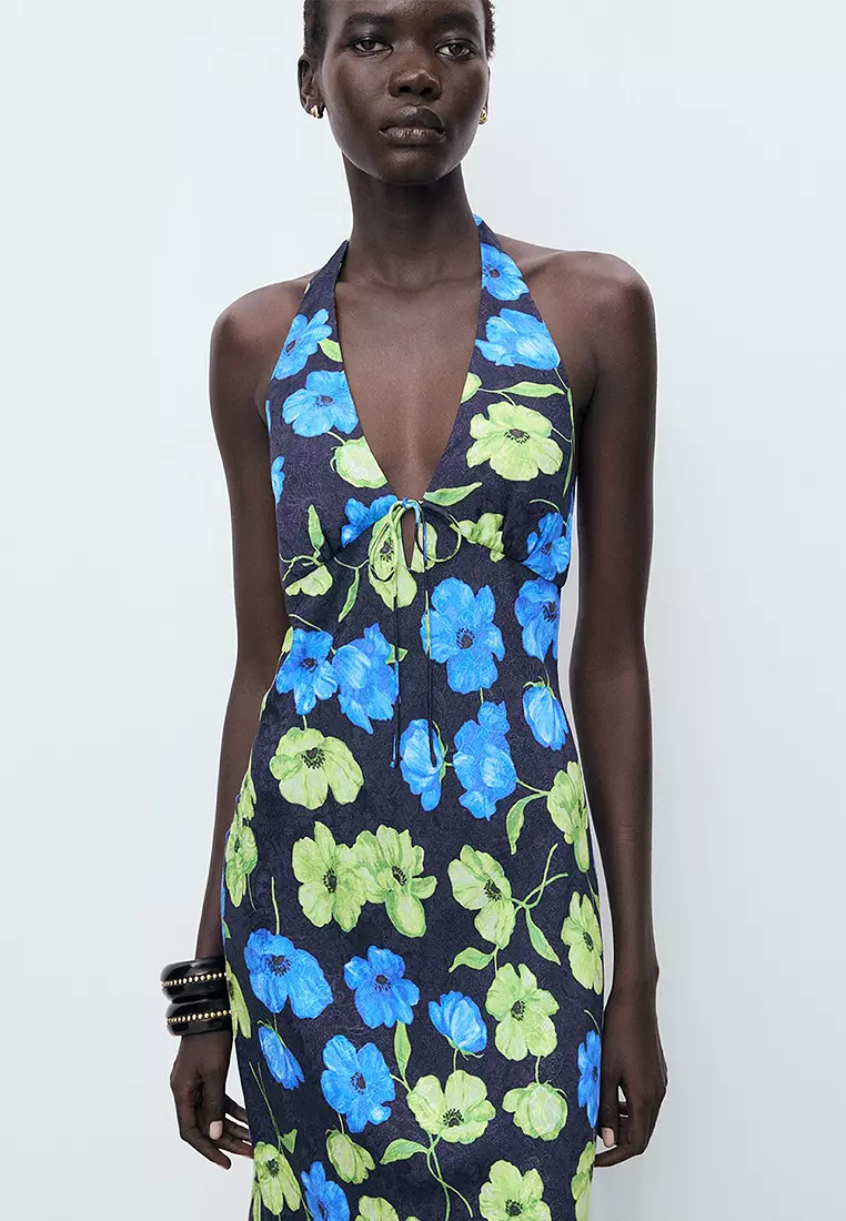 Long Floral-Print Dress