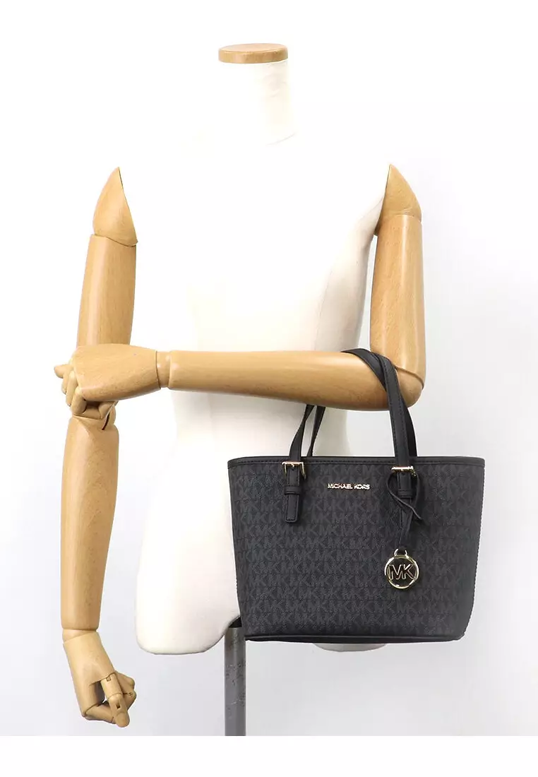 Jet Set Travel Extra-Small Logo Top-Zip Tote Bag - Black